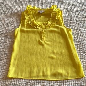 LOFT XXSP petite Yellow ruffled collar sleeveless blouse